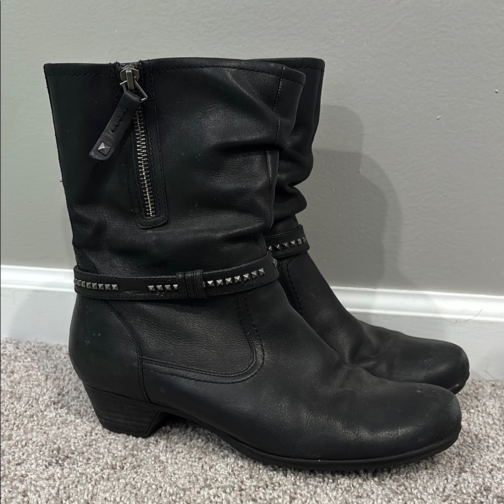 Abeo Black Mid-Calf Studded Leather Boots size 9 (Neutral Metatarsal insert)